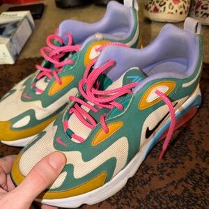 Nike Sneakers with Green and Pink Accents